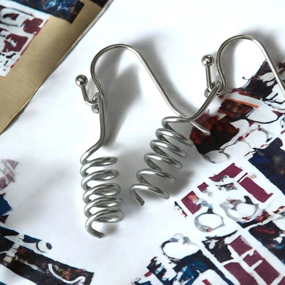 5 For $25punk Silver Corkscrew Dangles Earrings